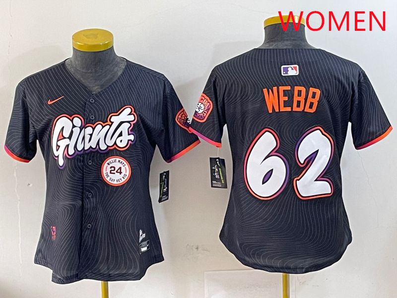 Women San Francisco Giants #62 Webb Black Joint Name Nike 2025 MLB Jersey style 4
